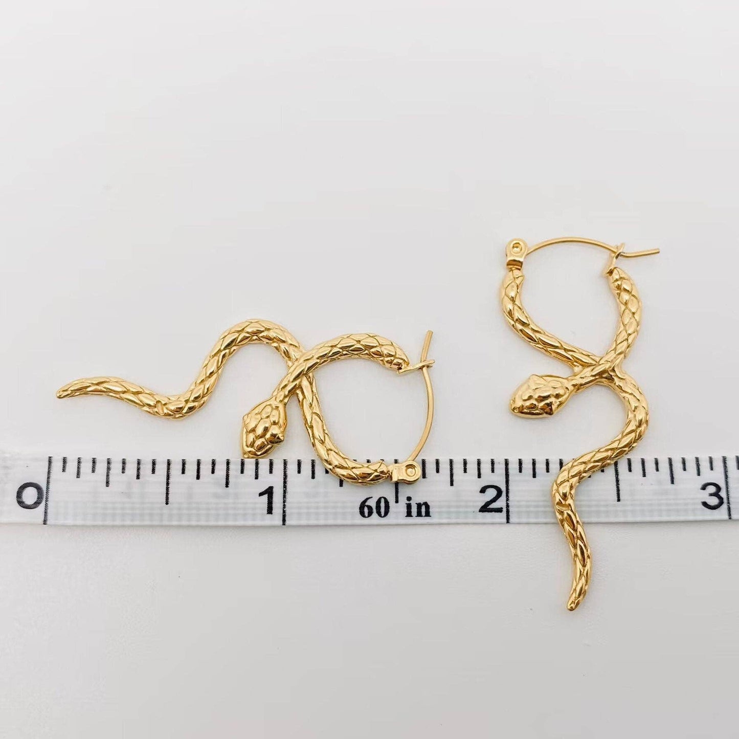 Stainless Steel Snake Hoop Earrings - 18K Gold Plated
