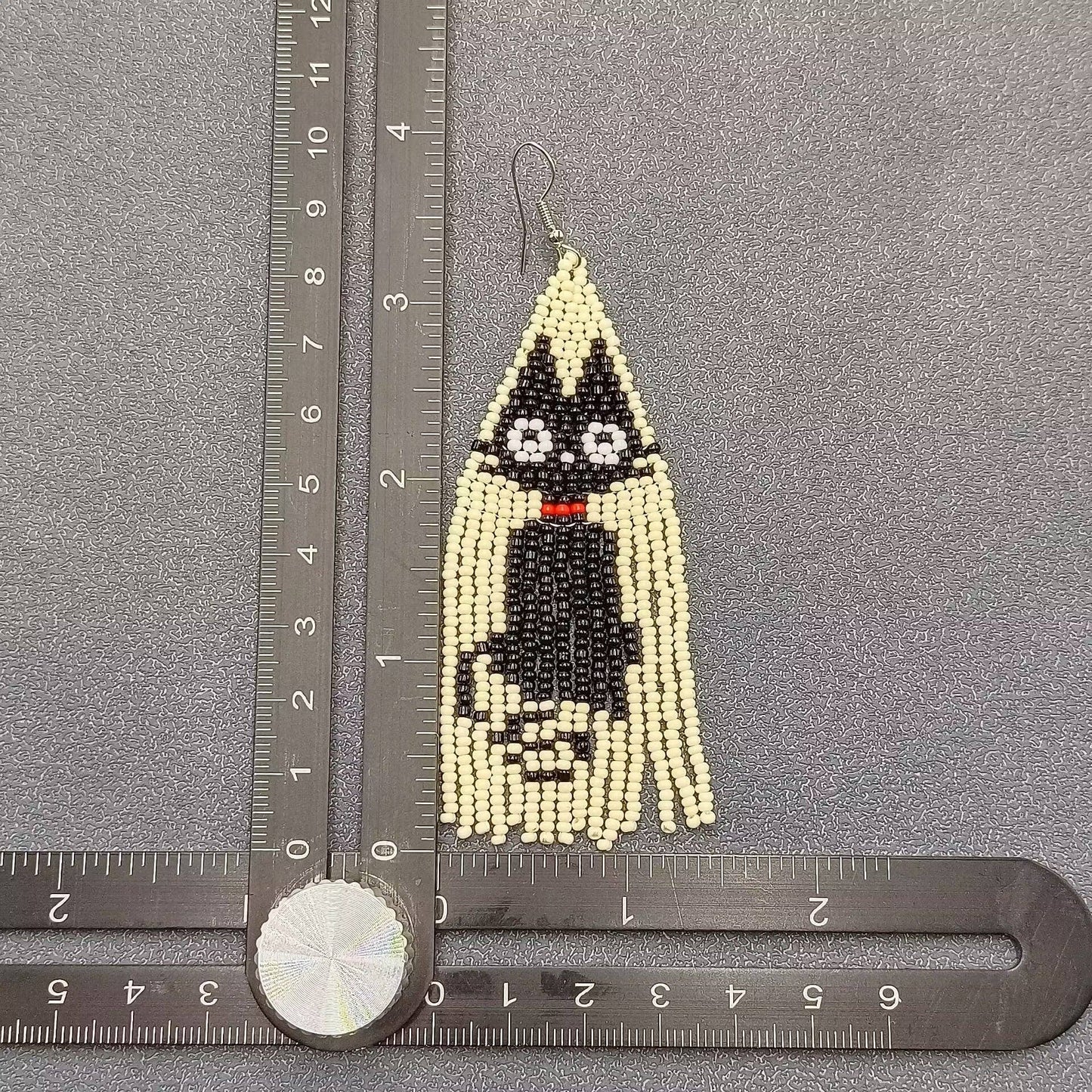 Black Cat Seed Beads Fringe Earrings