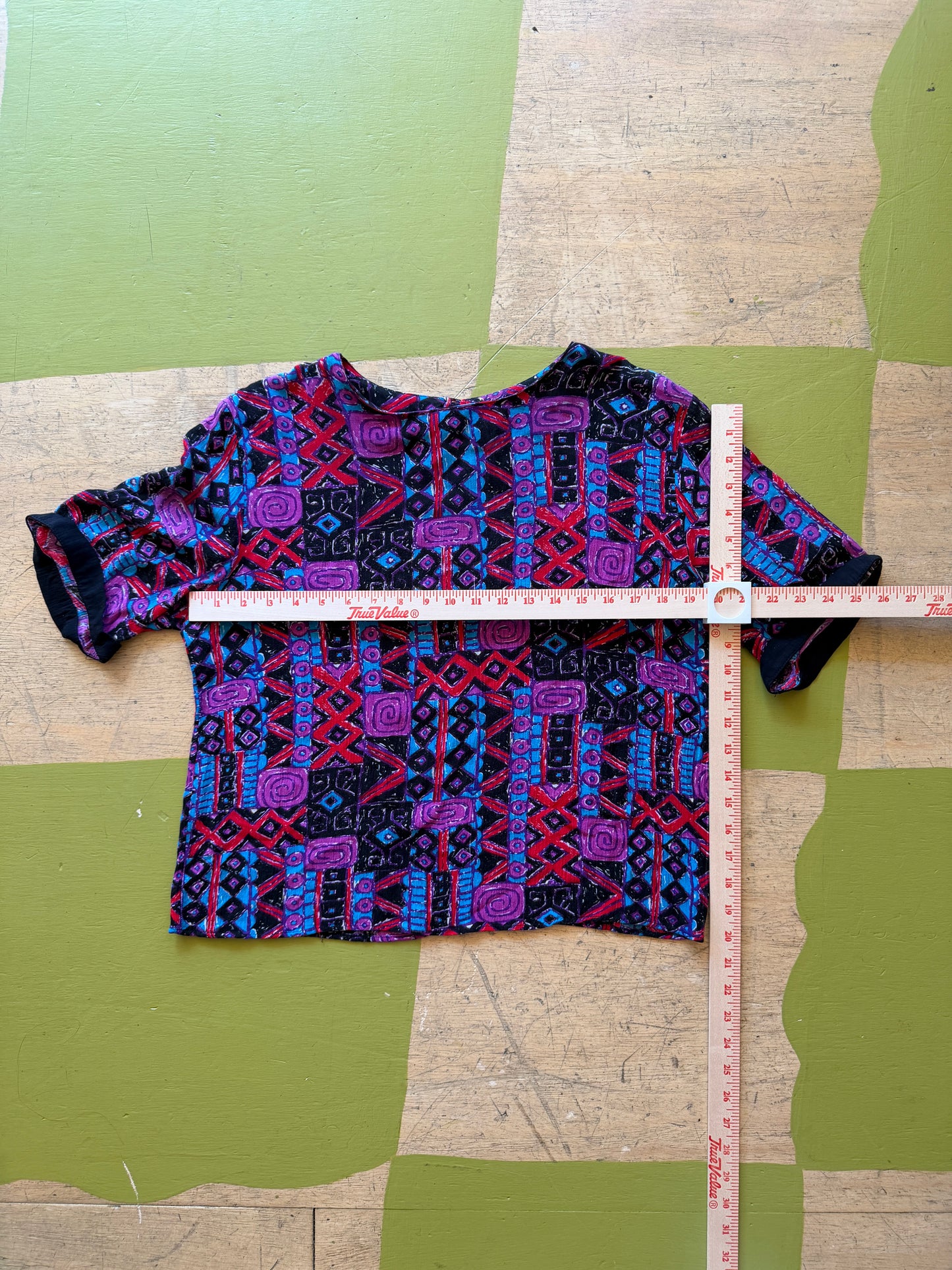 90s Gianna Geometric Print Blouse