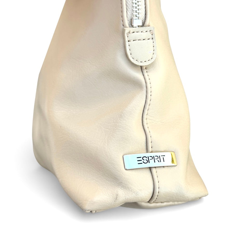 90s Beige Esprit Leather Crossbody Handbag