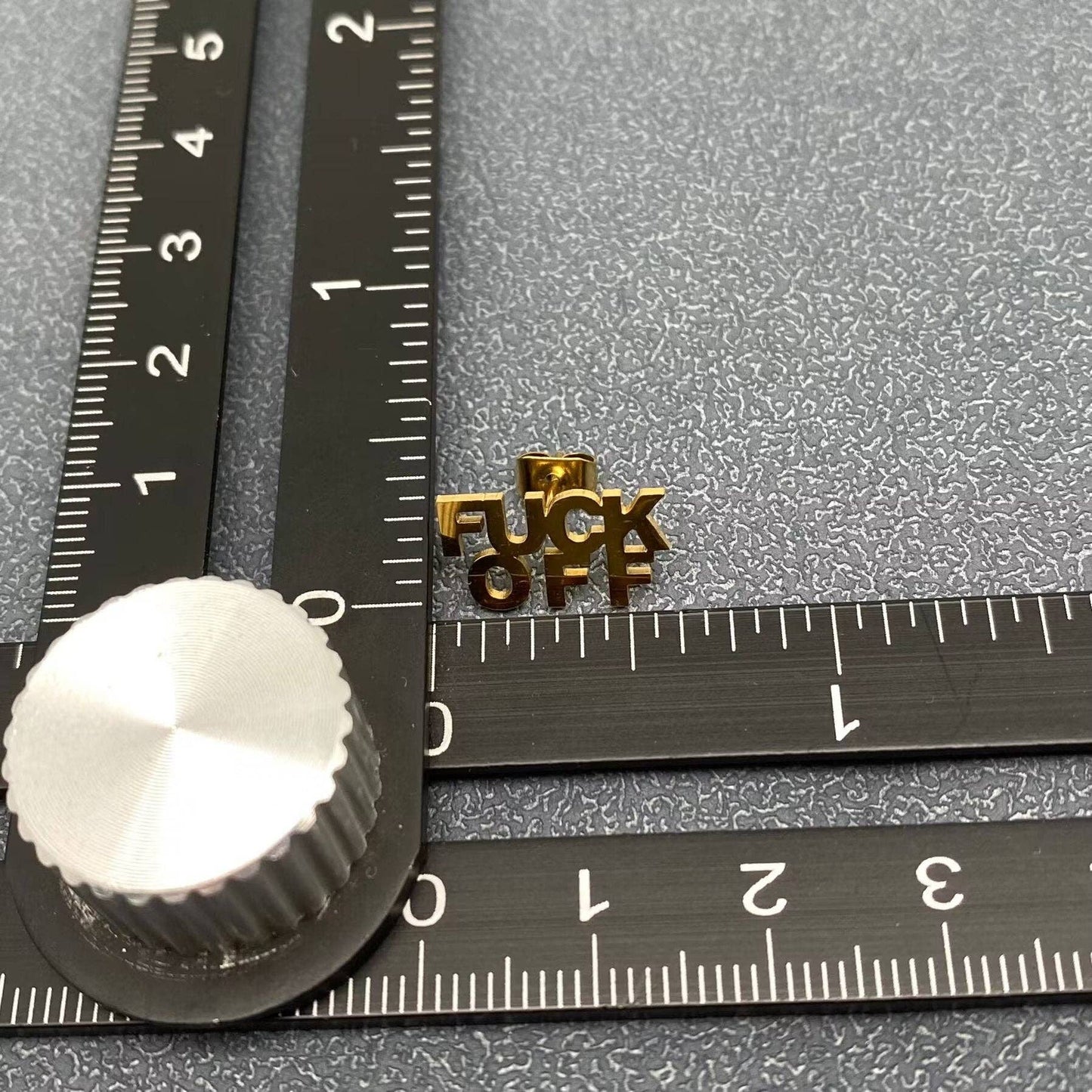 'Fuck Off' Stainless Steel Ear Studs