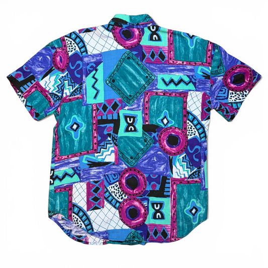 Vintage Caliché Abstract Print Short Sleeve Shirt