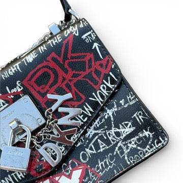 DKNY Elissa Graffiti Logo Pebble Charm Crossbody Handbag