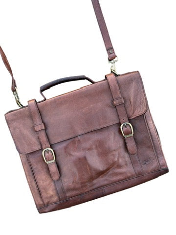 Scully Brown Leather Messenger Bag