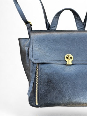 Fossil Amelia Leather Backpack Convertible Tote Black Like New