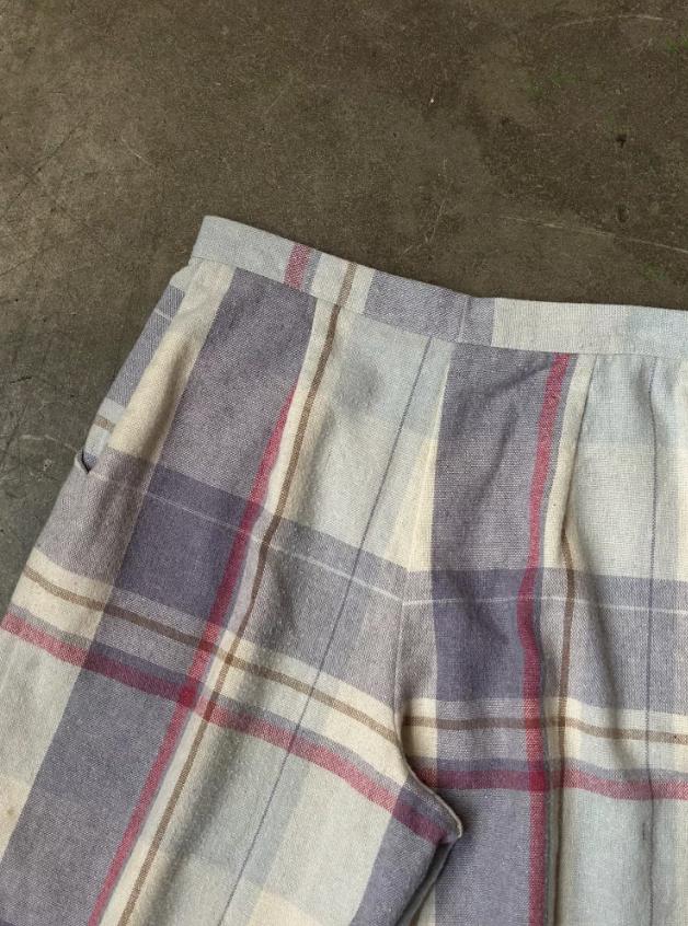 1980'S Vintage High-Waisted Plaid Wool-blend Balloon Pants