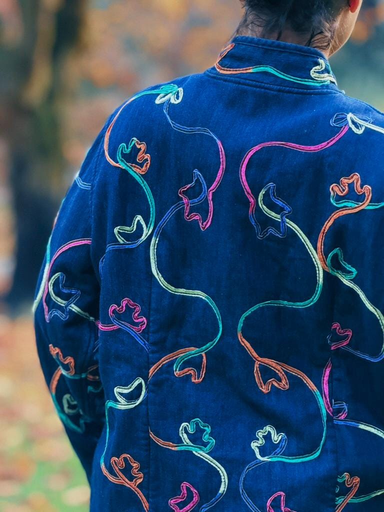 Vintage Koret Navy Cotton Funky Ribbon Embellished Jacket