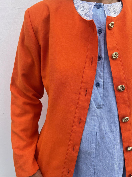 Vintage 1990's Bright Orange Blazer Jacket