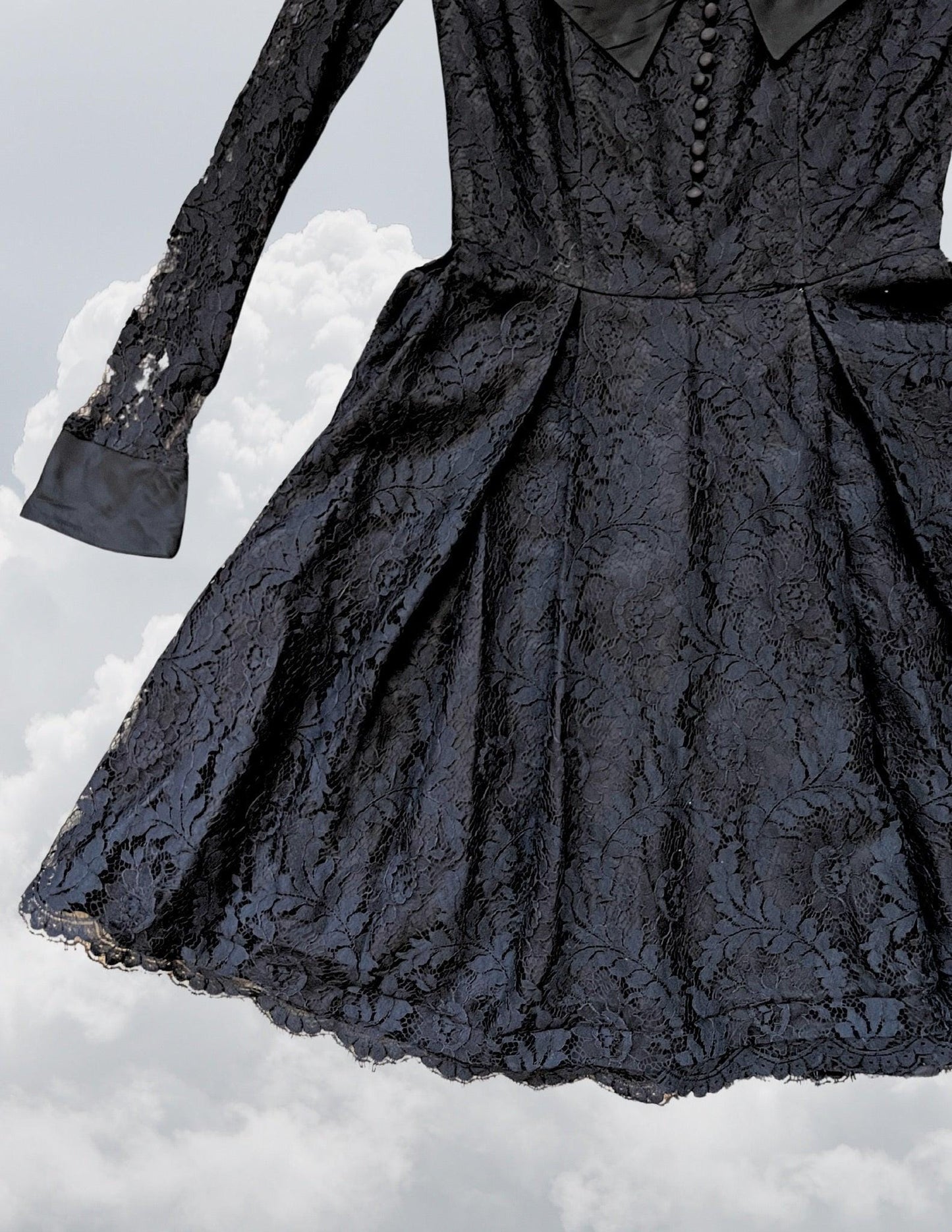 Black Lace Formal Dress with Peter Pan Collar by Sydney North California
