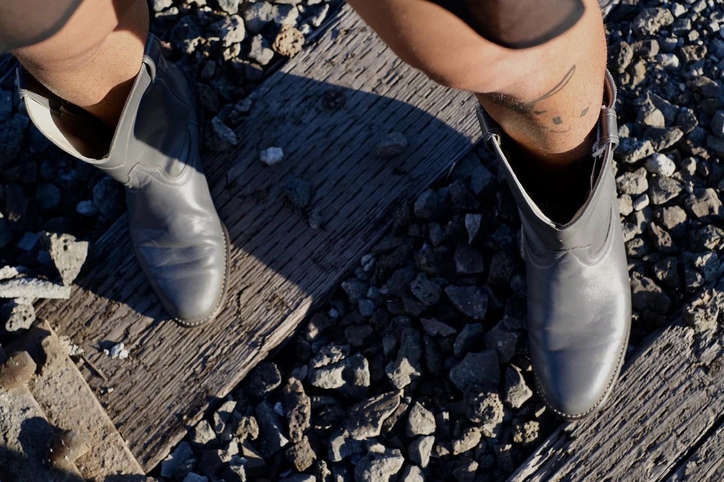 Vintage Gray Leather Cowboy Boots/Riding Boots - Size 9