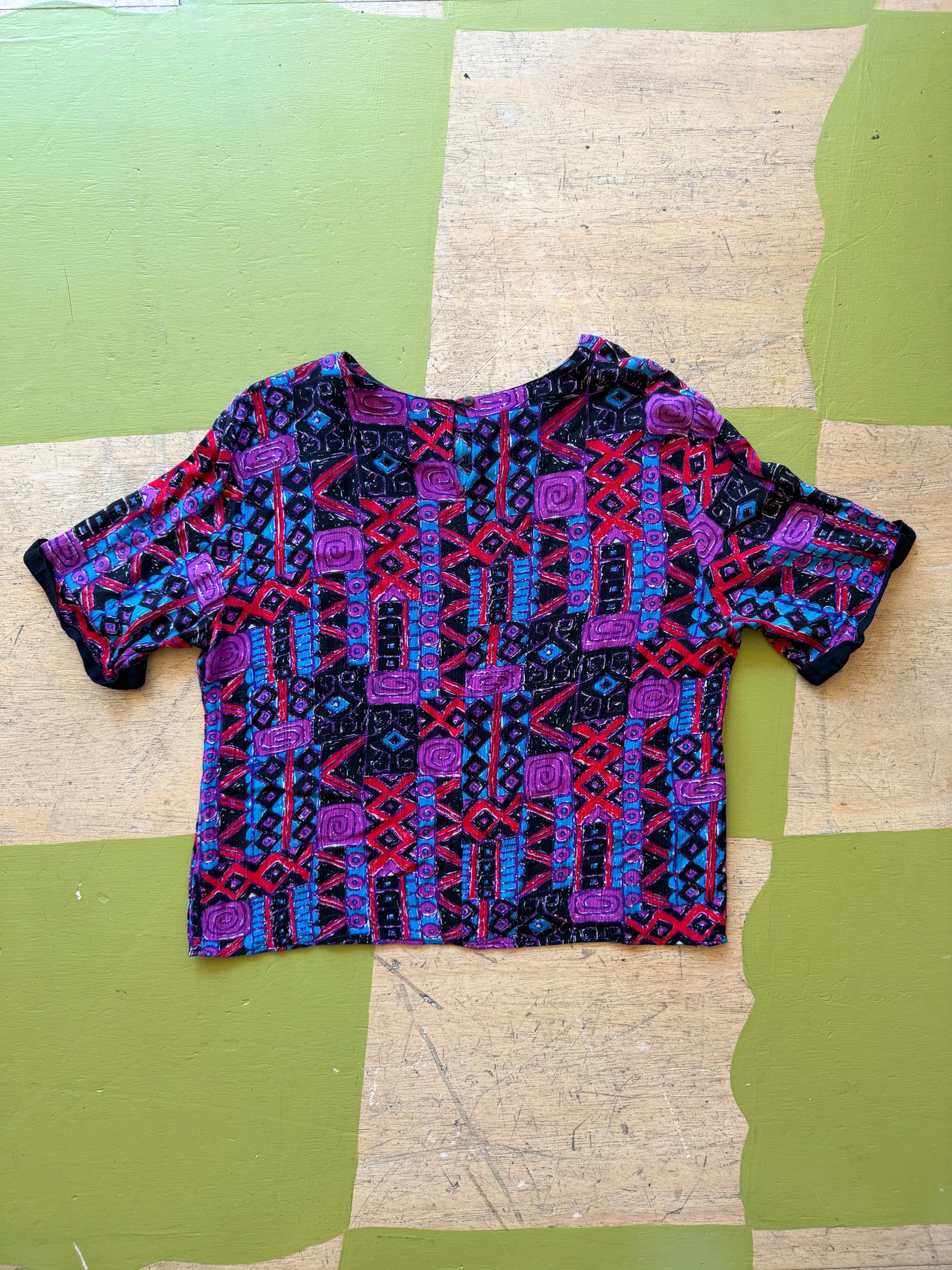 90s Gianna Geometric Print Blouse