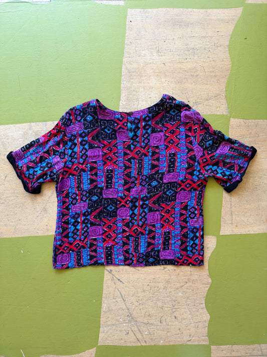 90s Gianna Geometric Print Blouse