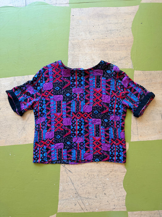 90s Gianna Geometric Print Blouse