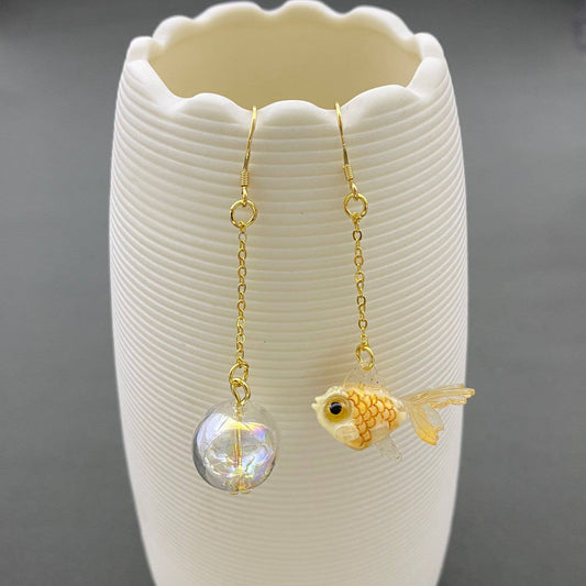 Yellow Goldfish Dangle Earrings