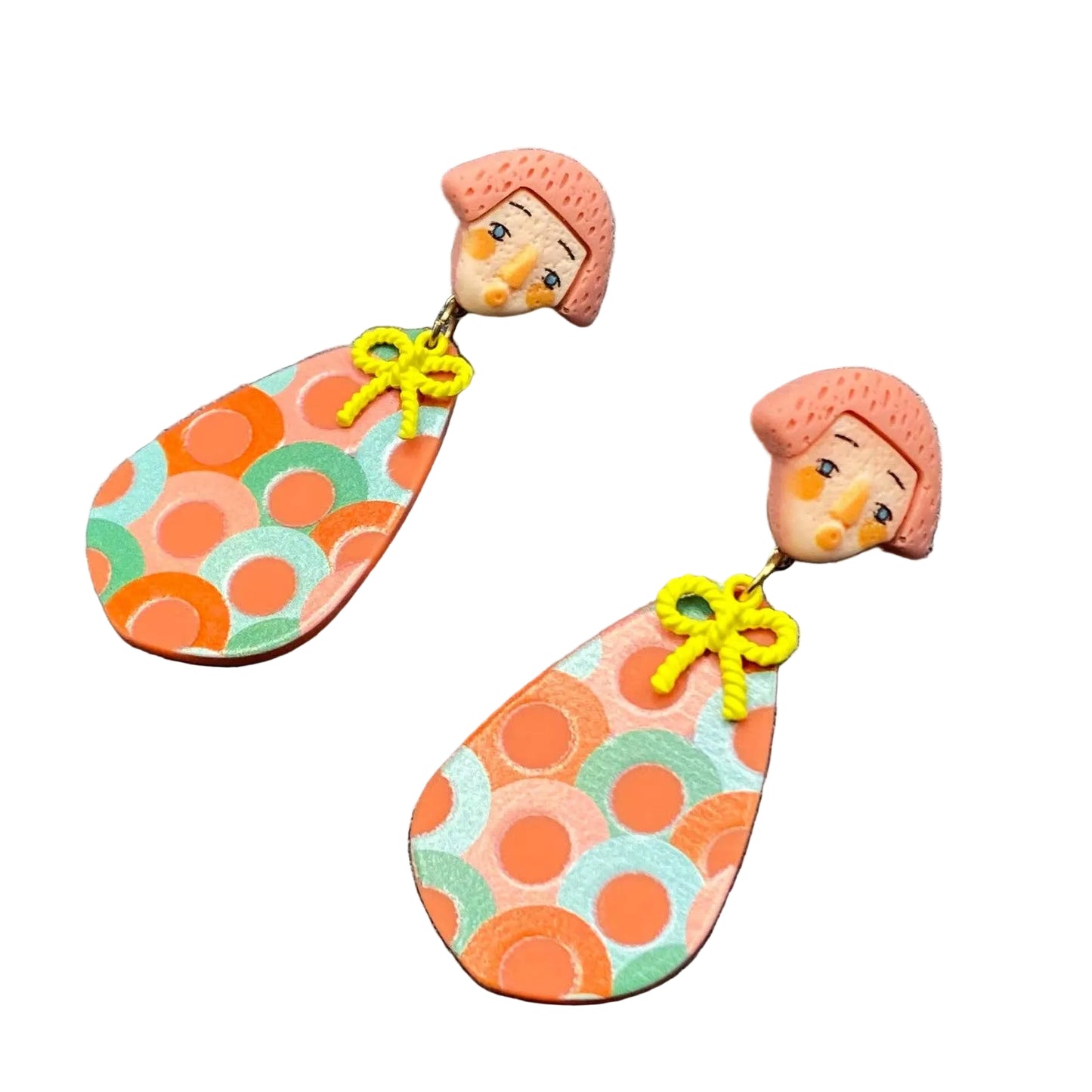 Abstract Resin Cutie Face Earrings - Kiss Me