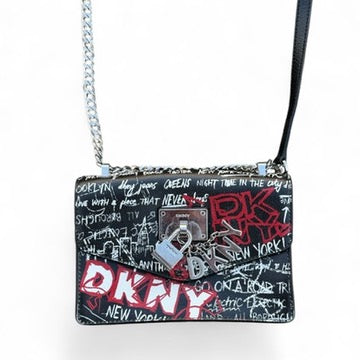 DKNY Elissa Graffiti Logo Pebble Charm Crossbody Handbag