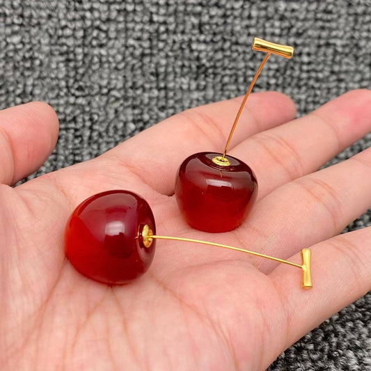 Cherry Resin Charm 18K Gold Plated Earrings