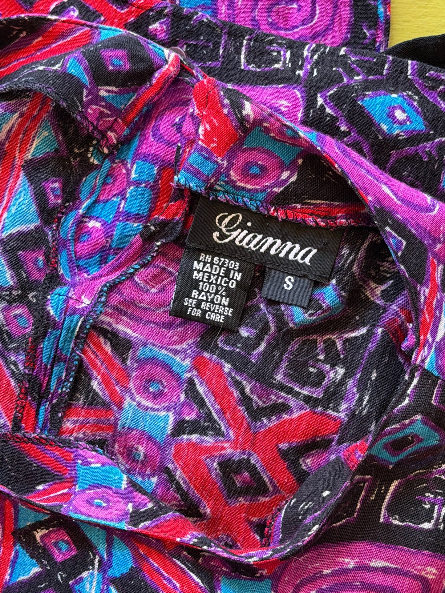 90s Gianna Geometric Print Blouse