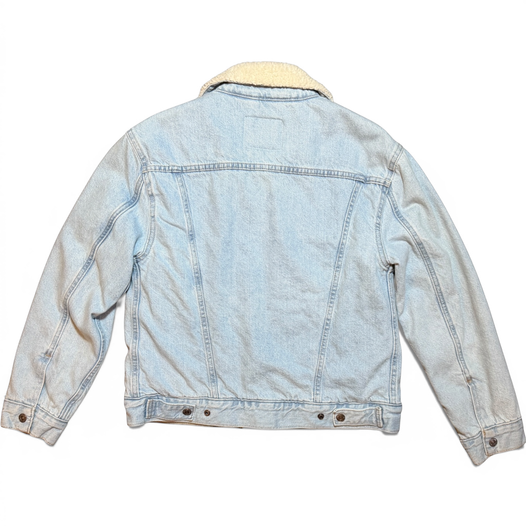 Levi Strauss Sherpa Lined Light Wash Denim Trucker Jacket