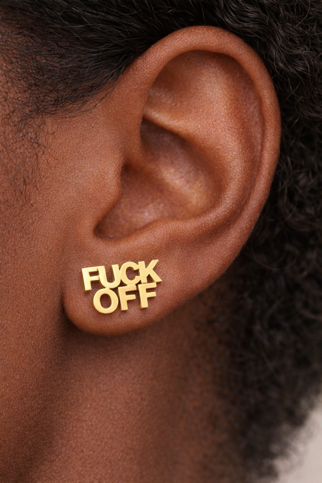 'Fuck Off' Stainless Steel Ear Studs