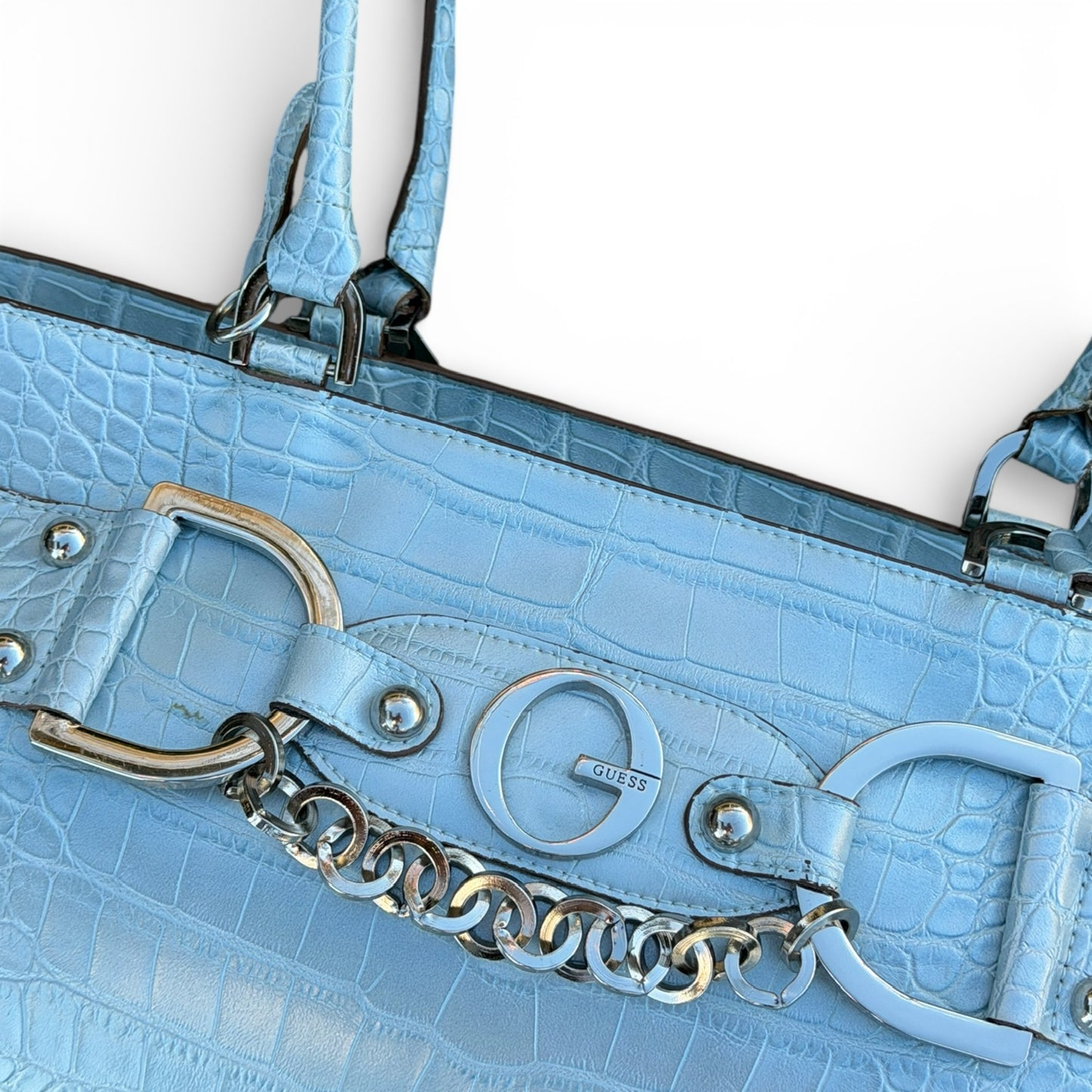 GUESS Y2K Style Light Blue Vegan Leather Purse