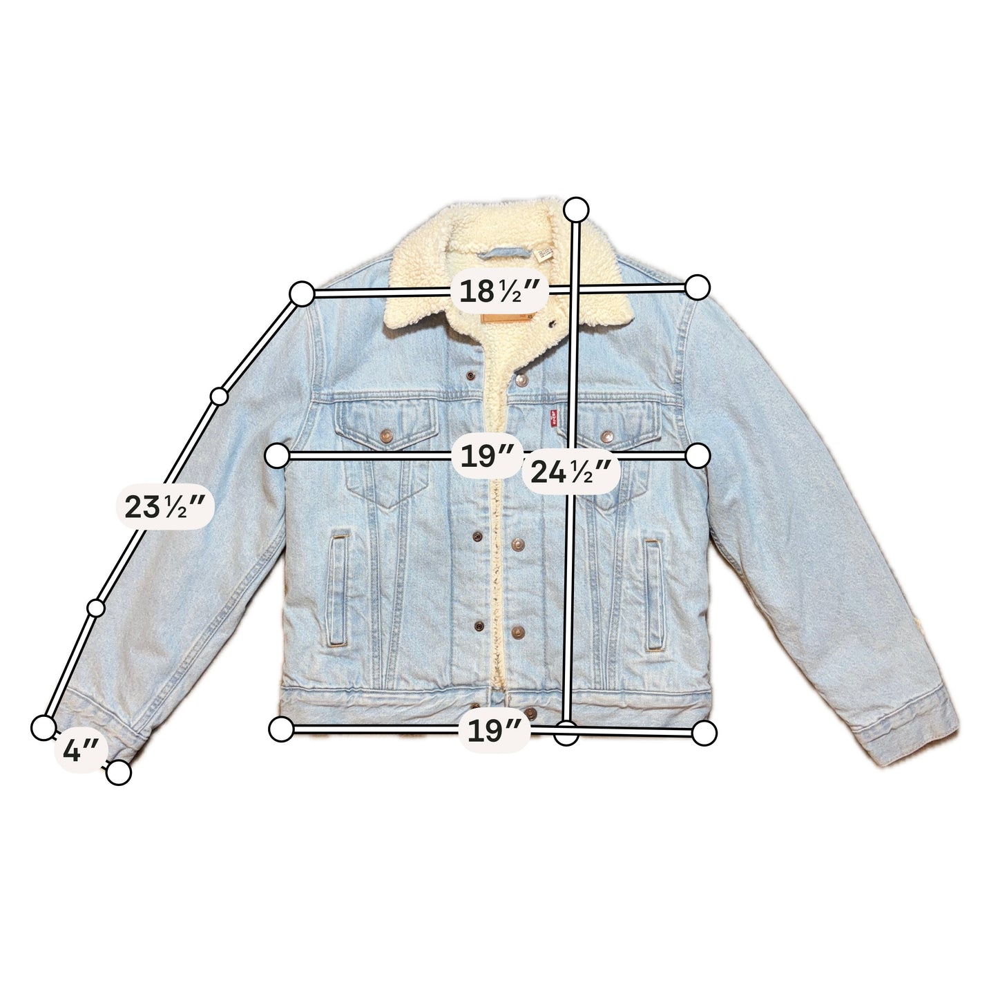 Levi Strauss Sherpa Lined Light Wash Denim Trucker Jacket