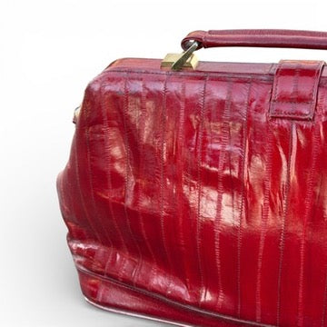 20th Century Eel Skin Oxblood "Doctor's" Handbag