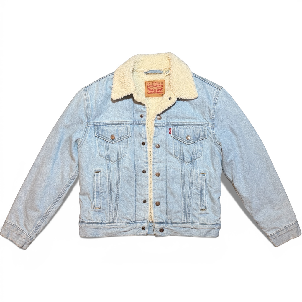 Levi Strauss Sherpa Lined Light Wash Denim Trucker Jacket