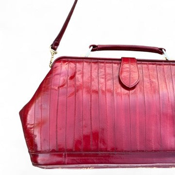 20th Century Eel Skin Oxblood "Doctor's" Handbag