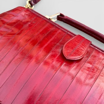 20th Century Eel Skin Oxblood "Doctor's" Handbag
