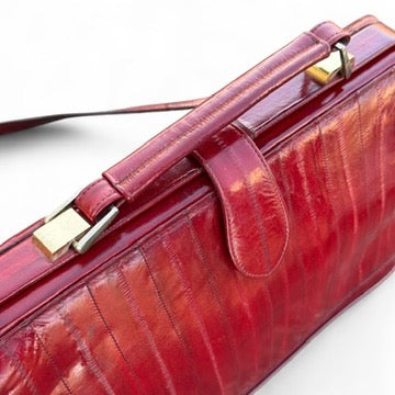 20th Century Eel Skin Oxblood "Doctor's" Handbag