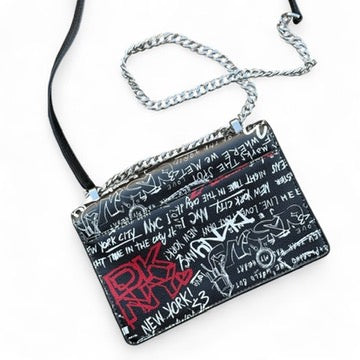 DKNY Elissa Graffiti Logo Pebble Charm Crossbody Handbag