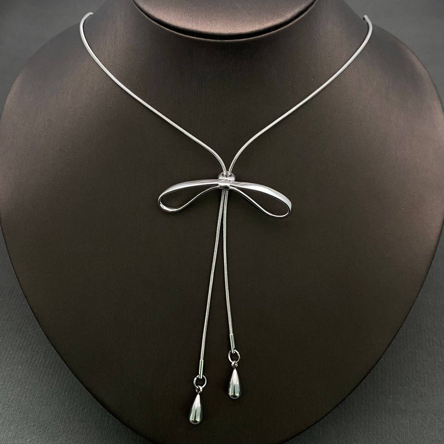 Bow 18K Gold Plated S.Steel Long Lariat Necklace - FGS