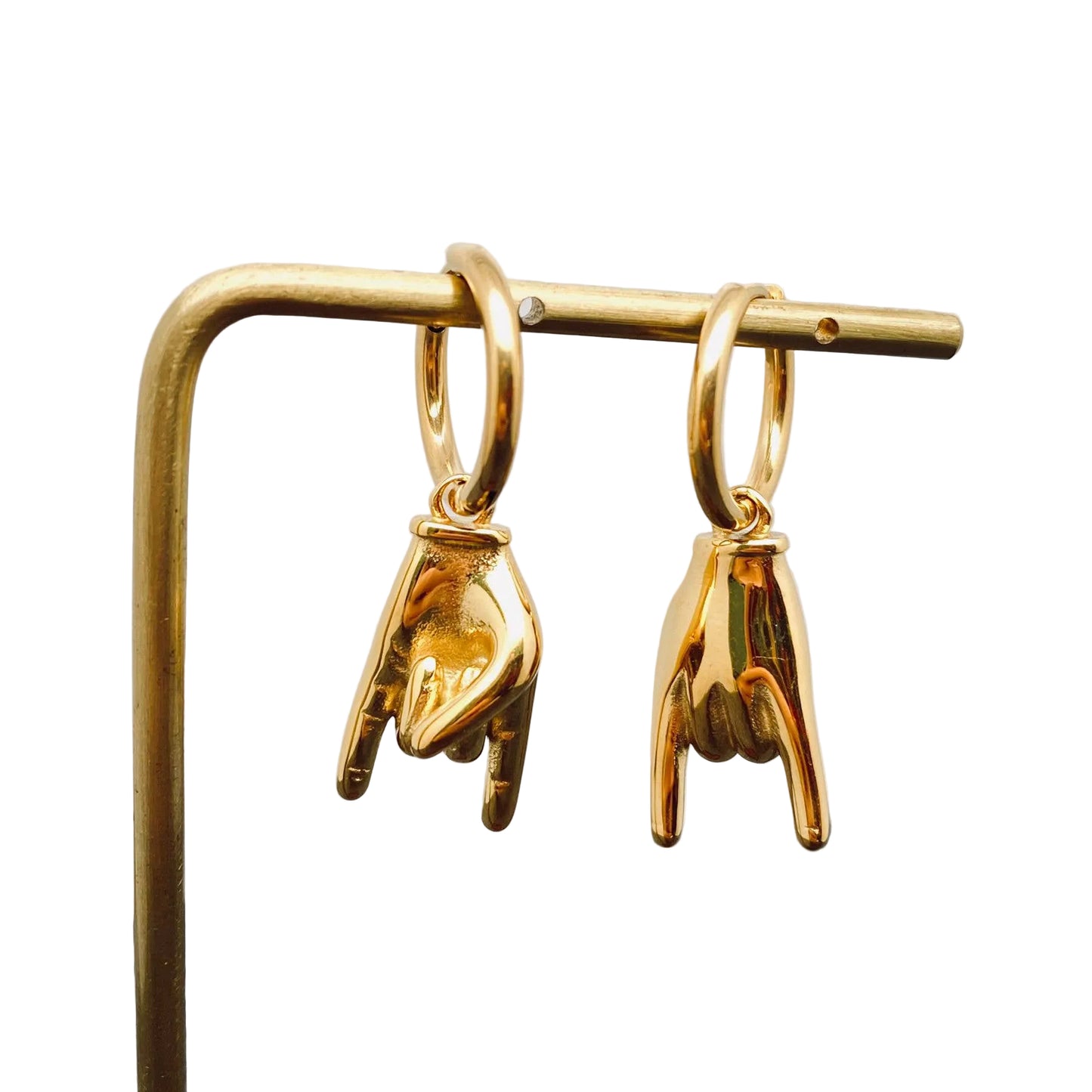 Rock & Roll Hand Charm Earrings - 18K Gold Plated