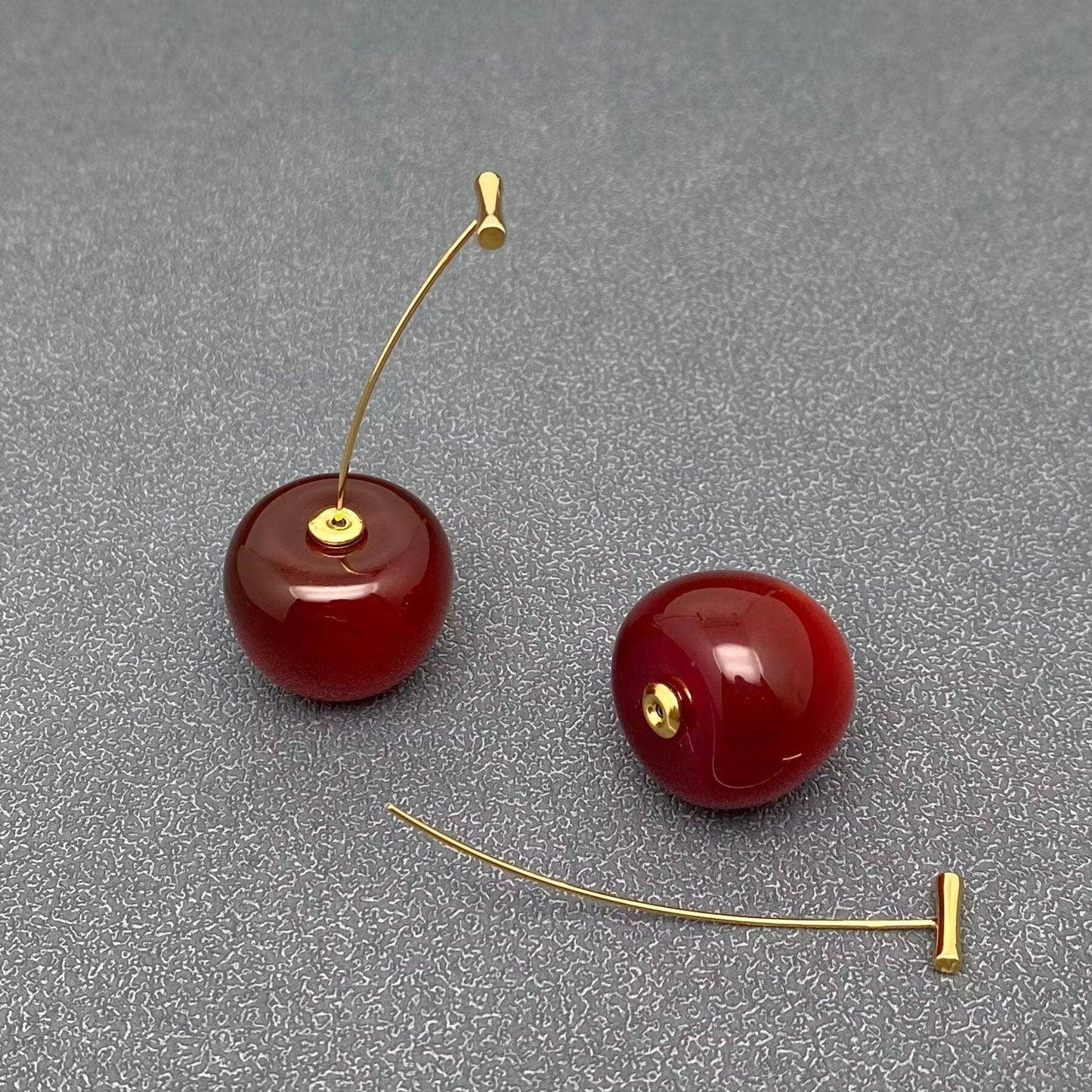 Cherry Resin Charm 18K Gold Plated Earrings