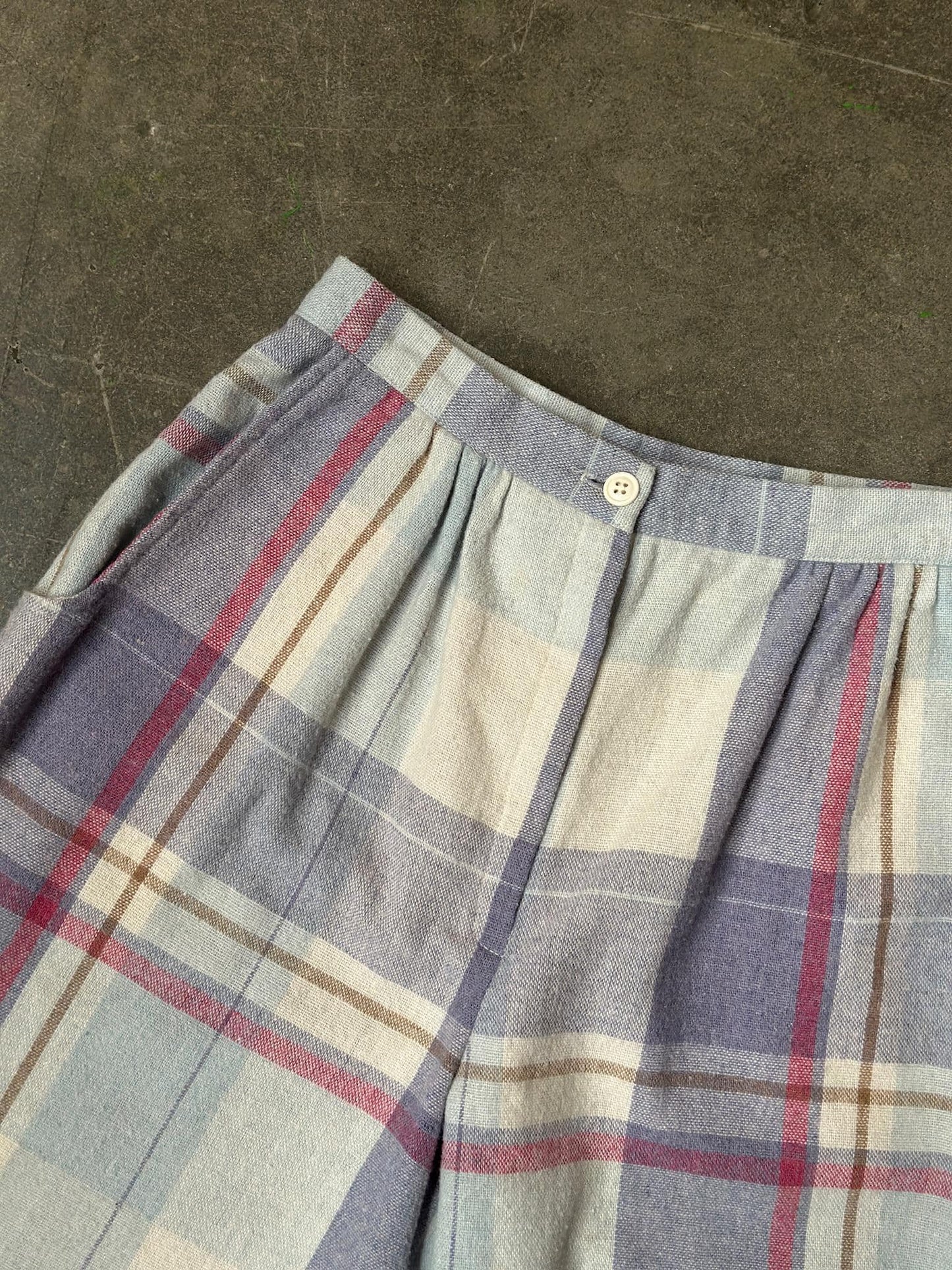 1980'S Vintage High-Waisted Plaid Wool-blend Balloon Pants