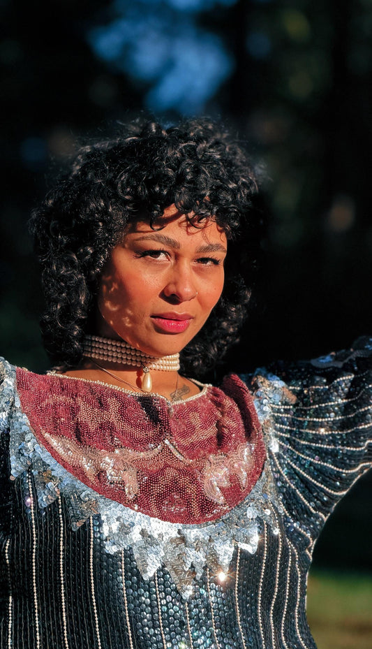 1980'S Vintage Metallic Embellished Sequin Top