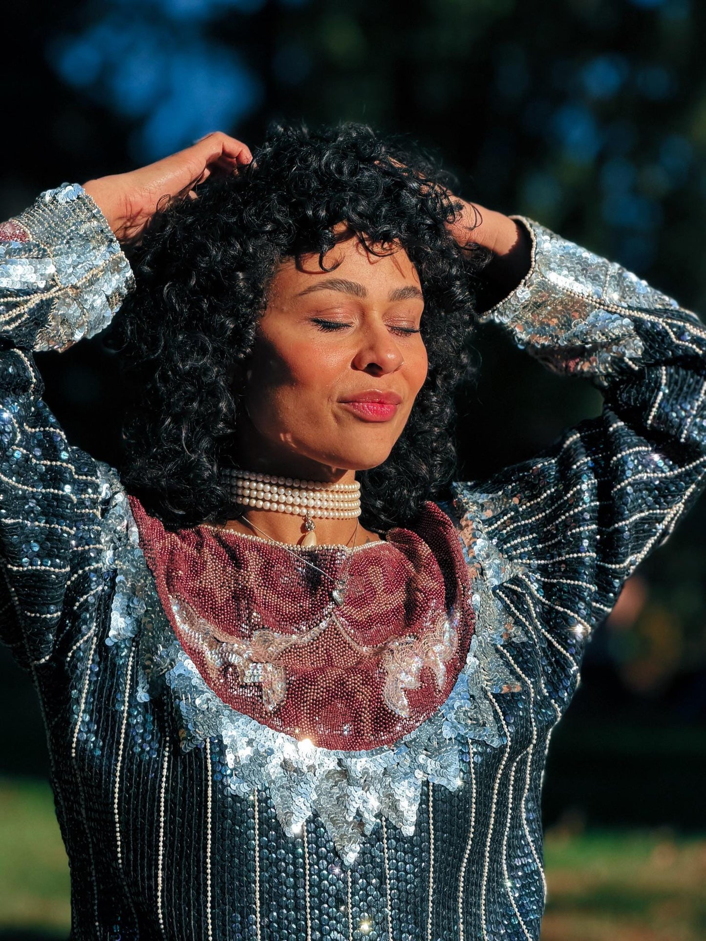 1980'S Vintage Metallic Embellished Sequin Top