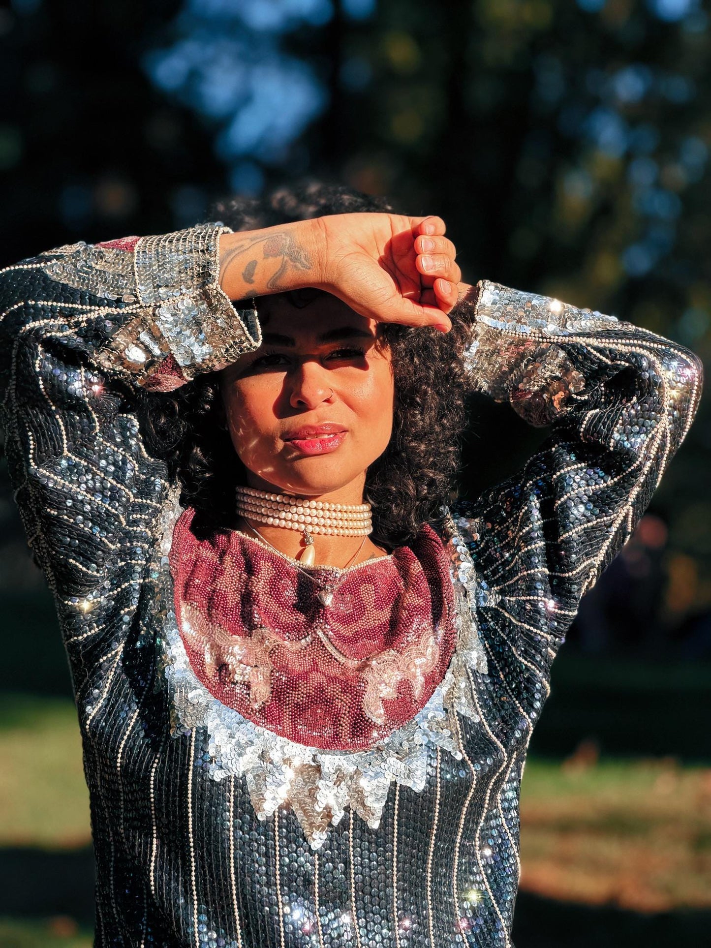 1980'S Vintage Metallic Embellished Sequin Top