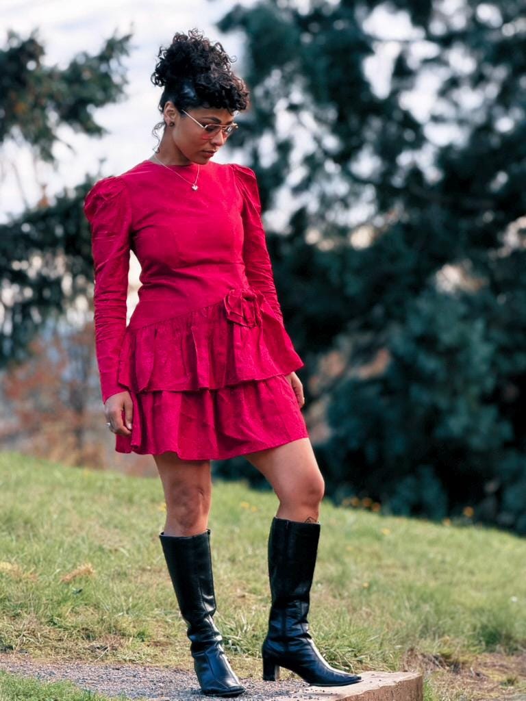 Vintage 1980's Vibrant Red Mini Dress