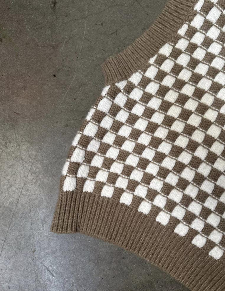 Checkered Knit Sweater Vest