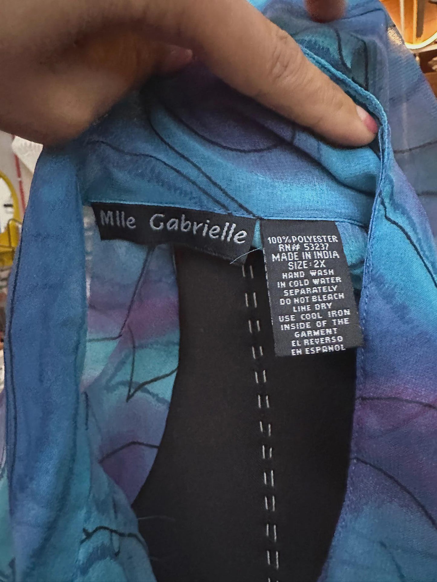 Vintage 1990s Mlle Gabrielle Sheer Maxi Button-Down Duster – Teal & Purple | Size 2XL