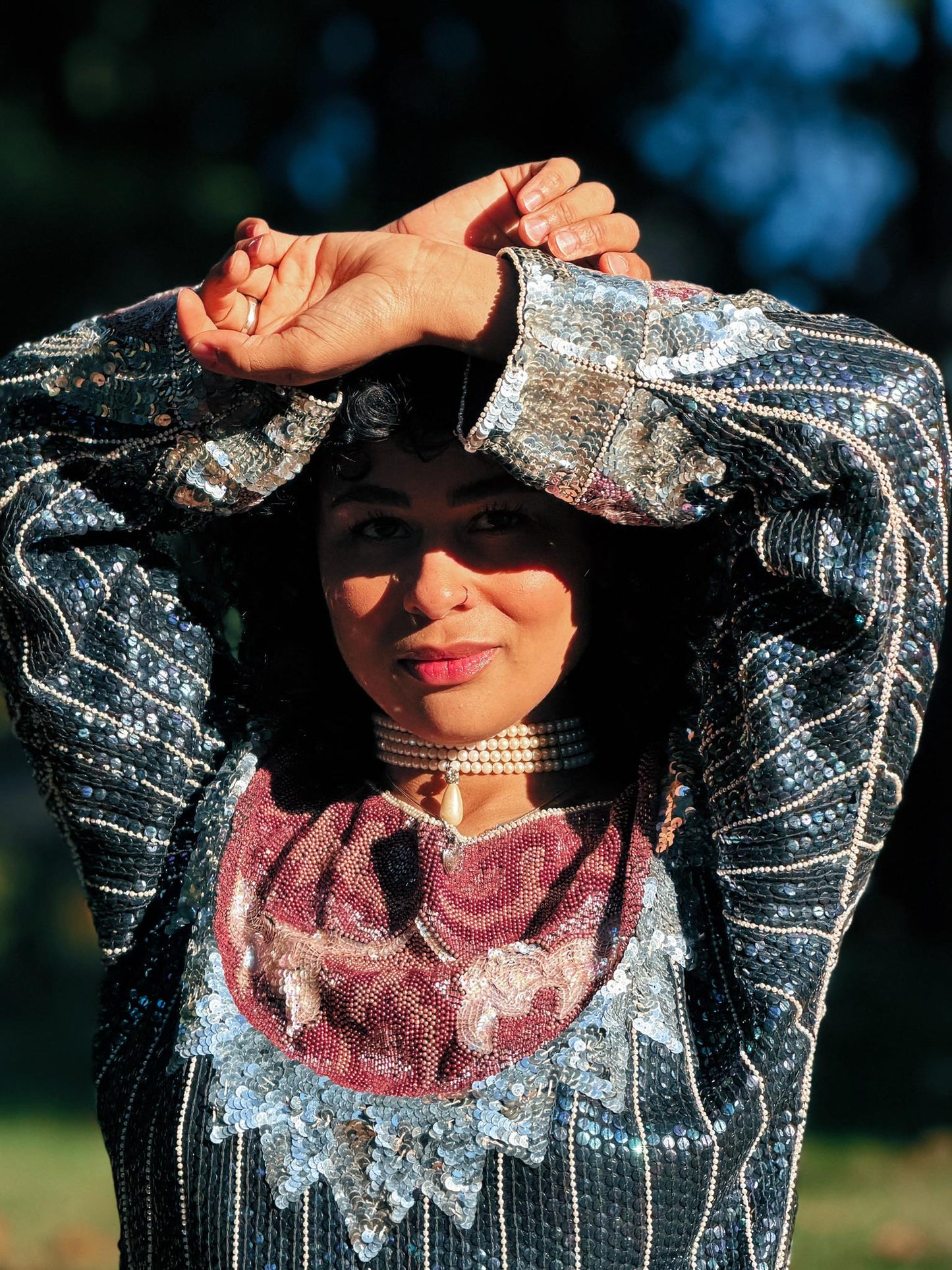 1980'S Vintage Metallic Embellished Sequin Top