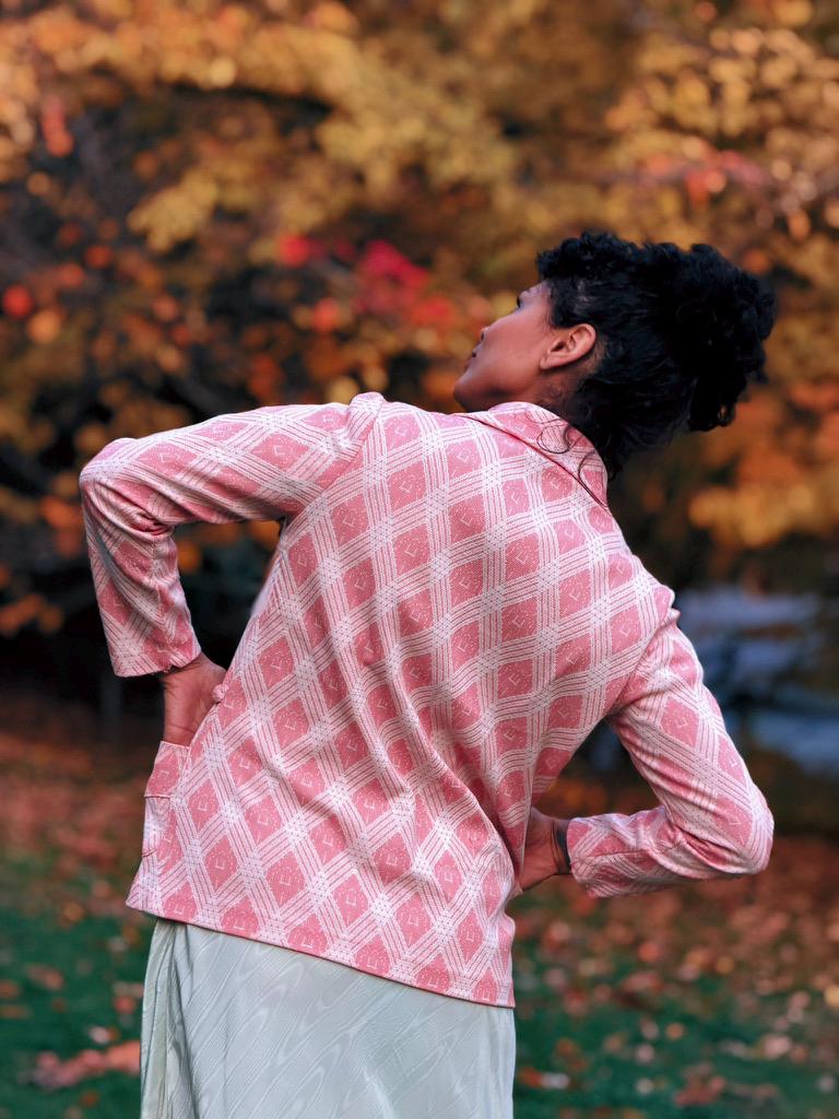 Vintage 1970's Handmade Peach Diamond-Pattern Blazer