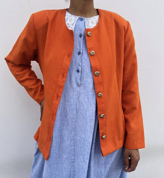 Vintage 1990's Bright Orange Blazer Jacket
