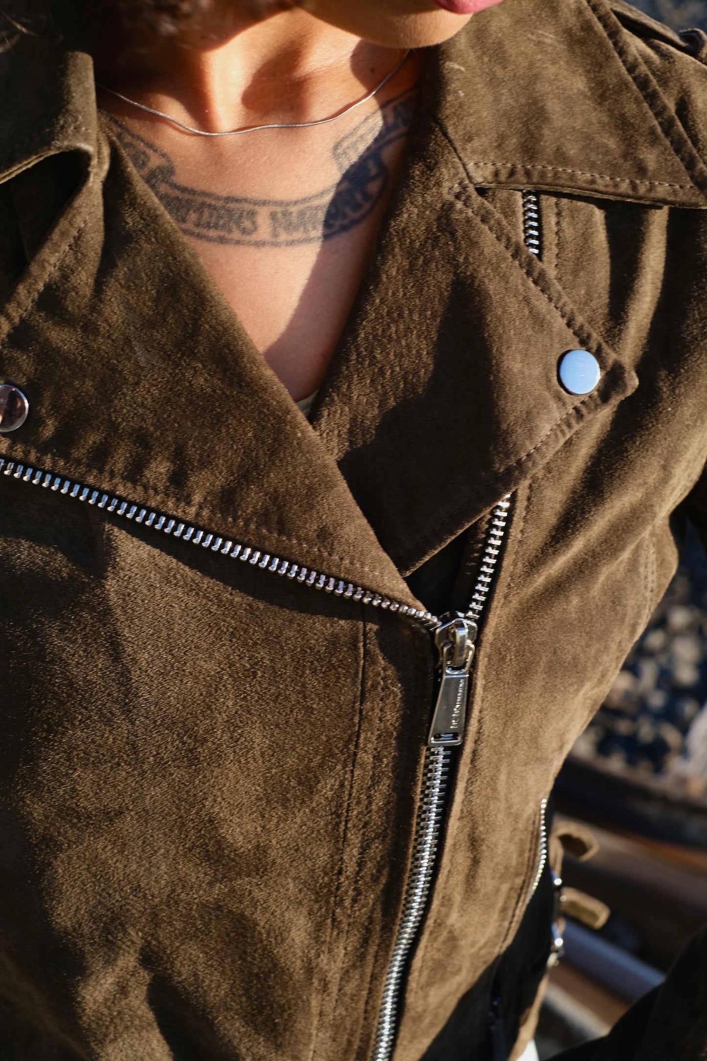 Olive Suede Leather Jacket by BCBGeneration